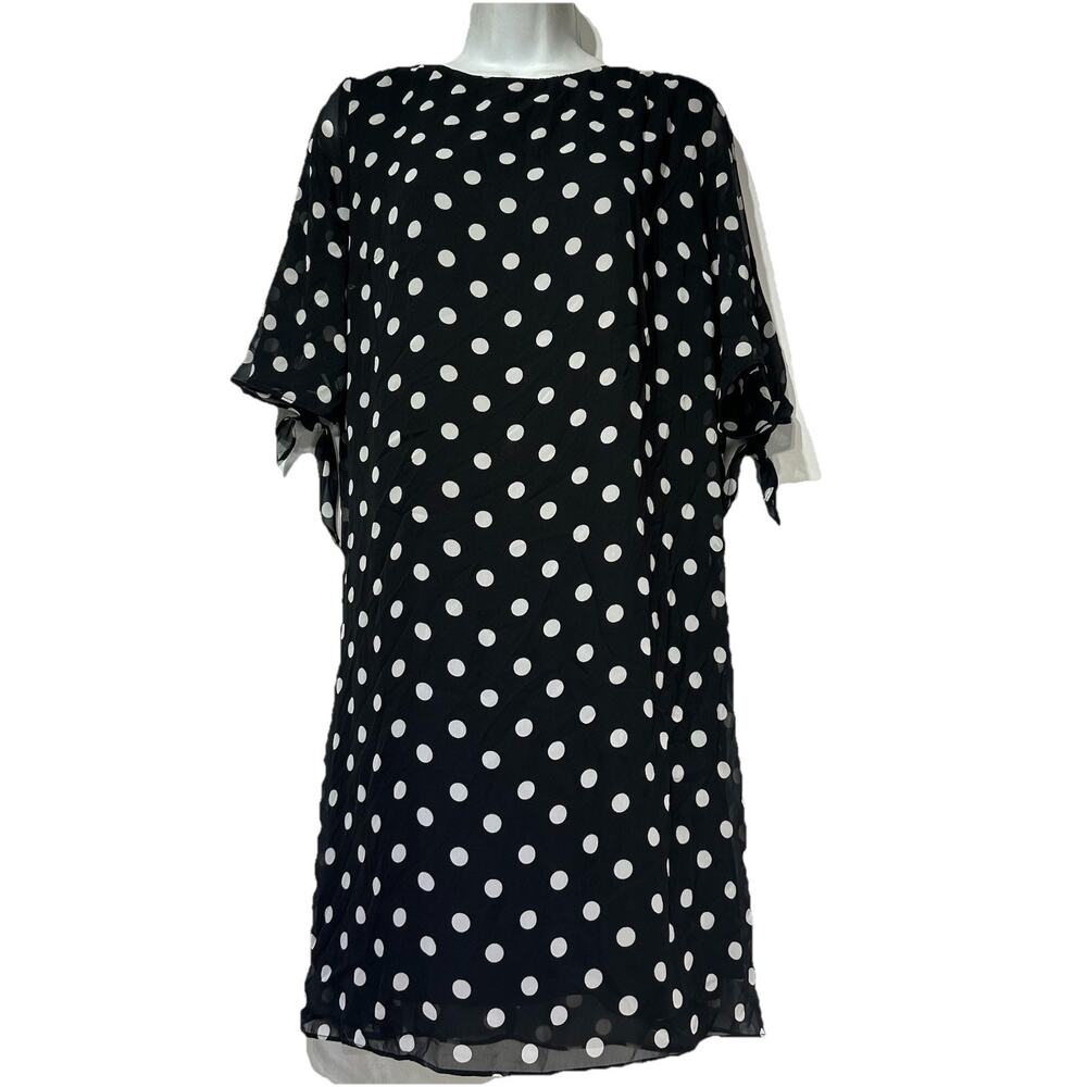 msk polka dot back criss cross cut out Ruffle Tie Sleeve dress size L